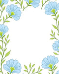 Light Blue Floral Vine Border Pattern Rug