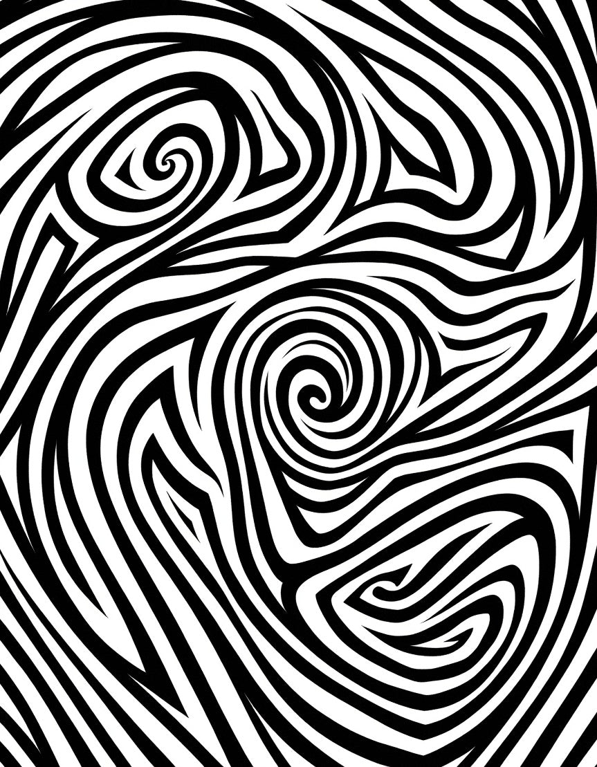 Monochrome Swirl Organic Lines Rug