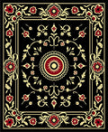 Red Floral And Golden Vine Design Rug