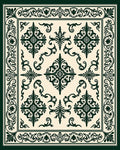 Ornate Dark Green Damask Pattern Rug