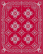 Bold Red White Medallion Pattern Rug