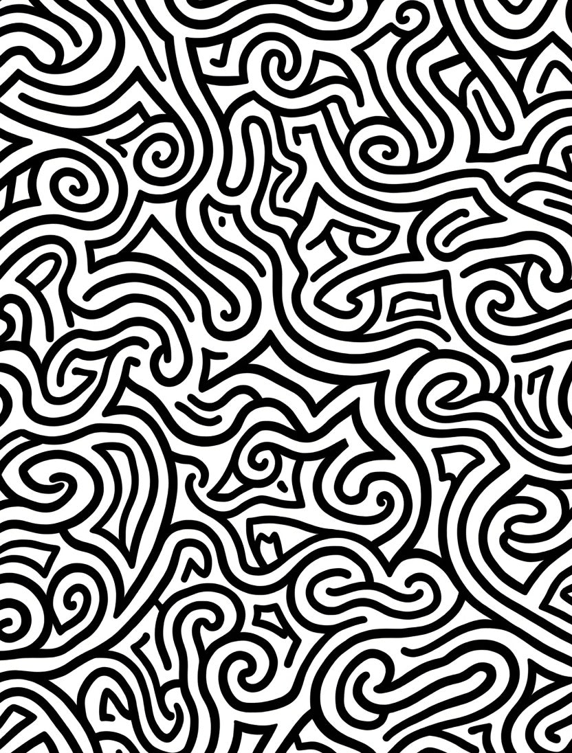 Abstract Black White Swirl Pattern Rug