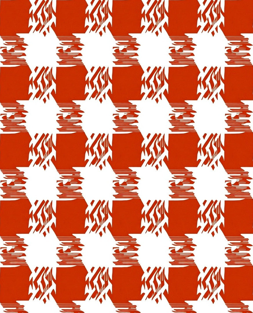 Bold Red White Checkered Pattern Rug