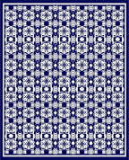 Classic Blue White Floral Pattern Rug