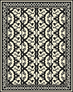 Classic Black Cream Filigree Pattern Rug