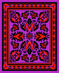 Vibrant Floral Bordered Medallion Pattern Rug