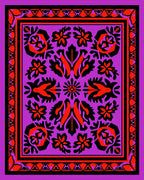 Vibrant Floral Bordered Medallion Pattern Rug