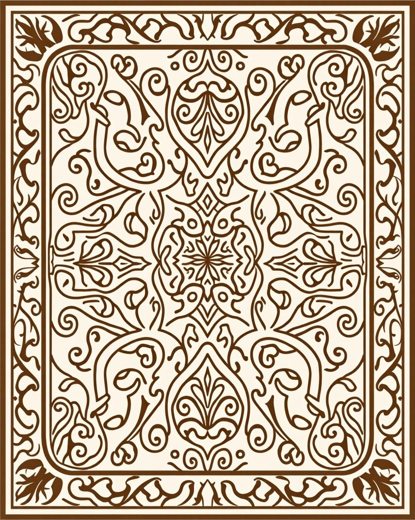 Intricate Floral Scrollwork Pattern Rug