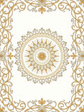 Golden Swirls Floral Mandala Design Rug