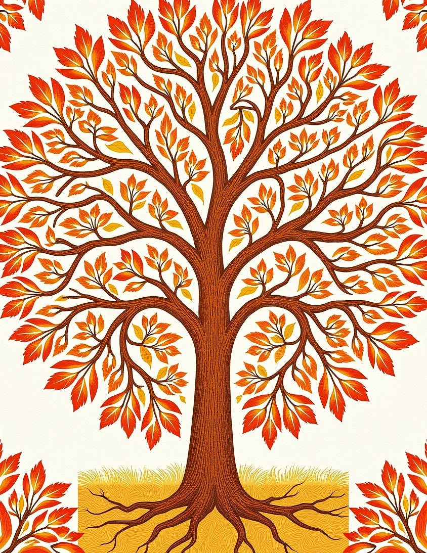 Golden Tree of Life Pattern Rug