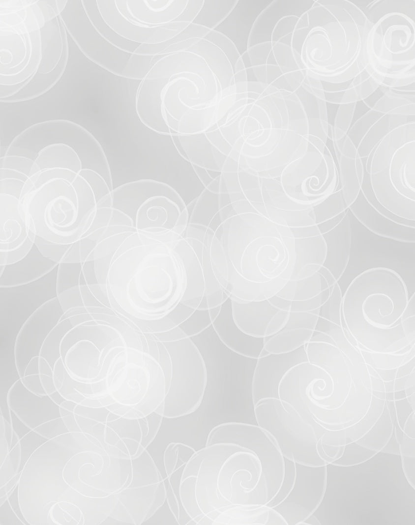Soft White Swirl Floral Abstract Rug