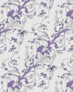 Elegant Purple Floral Line Drawing Rug