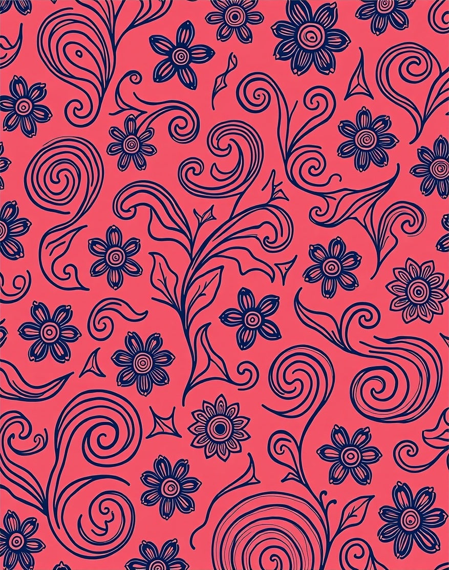 Coral Floral Swirl Pattern Rug