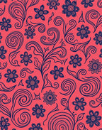 Coral Floral Swirl Pattern Rug