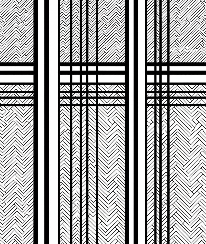 Monochromatic Striped Maze Pattern Rug
