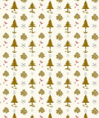 Golden Pine Tree Snowflake Pattern Rug