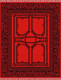 Bold Red Intricate Scroll Pattern Rug