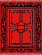 Bold Red Intricate Scroll Pattern Rug