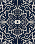 Dark Floral Swirls Intricate Pattern Rug