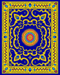 Vibrant Geometric Floral Sunburst Pattern Rug