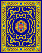 Vibrant Geometric Floral Sunburst Pattern Rug