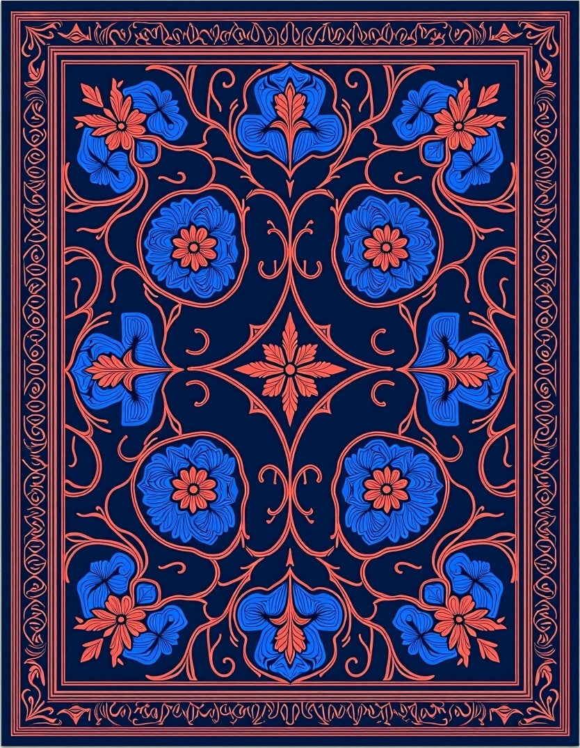 Ornate Floral Vines Pattern Rug