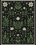 Botanical Black Floral Garden Arrangement Rug