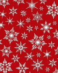 White Snowflake Patterned Red Rug