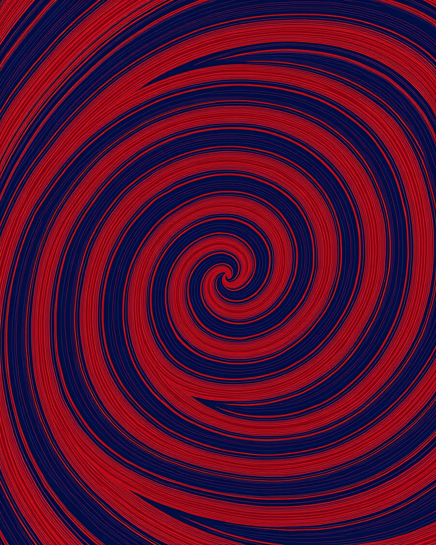 Crimson Swirl Dynamic Line Art Rug
