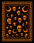 Orange Skull And Moon Pattern Rug