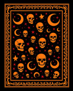 Orange Skull And Moon Pattern Rug