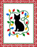 Festive Black Cat Lights Design Rug