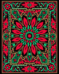 Vibrant Floral Medallion Frame Design Rug