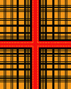 Bold Red Yellow Plaid Pattern Rug