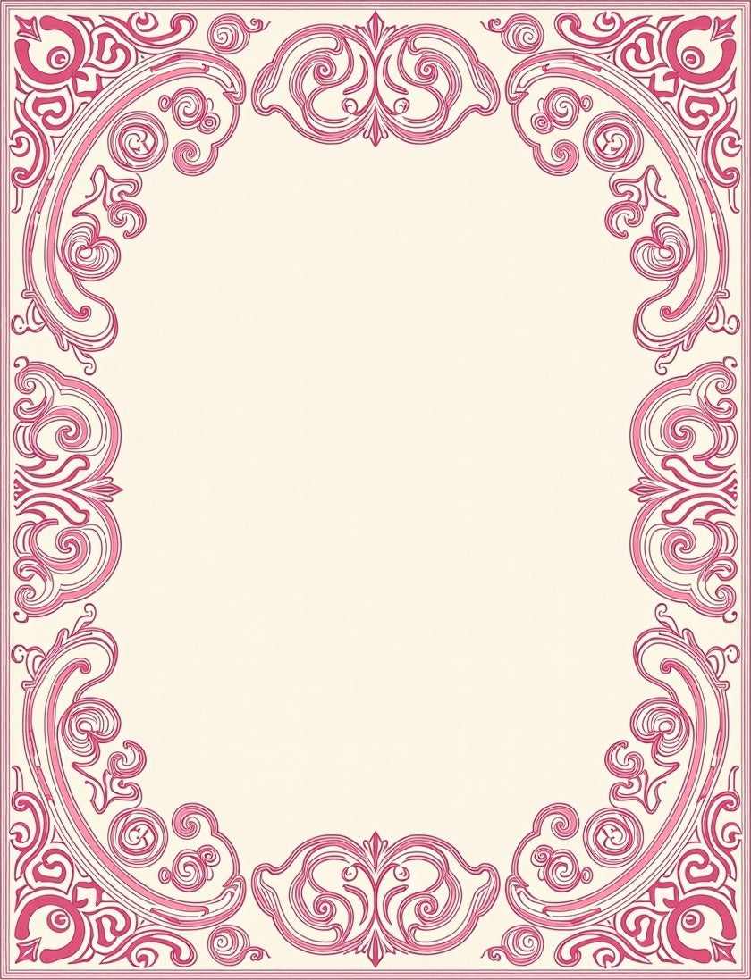 Elegant Pink Scrollwork Pattern Rug