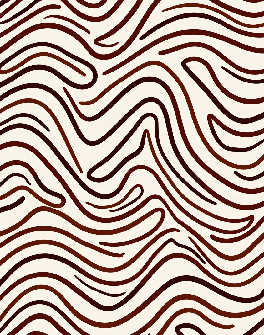 Brown Wavy Abstract Line Art Rug