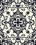 Classic Black Floral Damask Pattern Rug