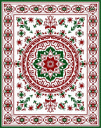 Red Green Vintage Geometric Medallion Rug