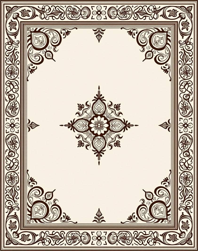 Ornate Floral Scrollwork Classic Design Rug