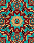 Rich Teal Crimson Abstract Flow Rug