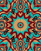 Rich Teal Crimson Abstract Flow Rug