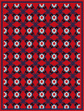 Bold Red Geometric Tile Pattern Rug