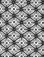Black White Floral Star Pattern Rug