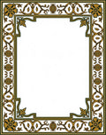 Golden Floral Bordered Artwork Rug