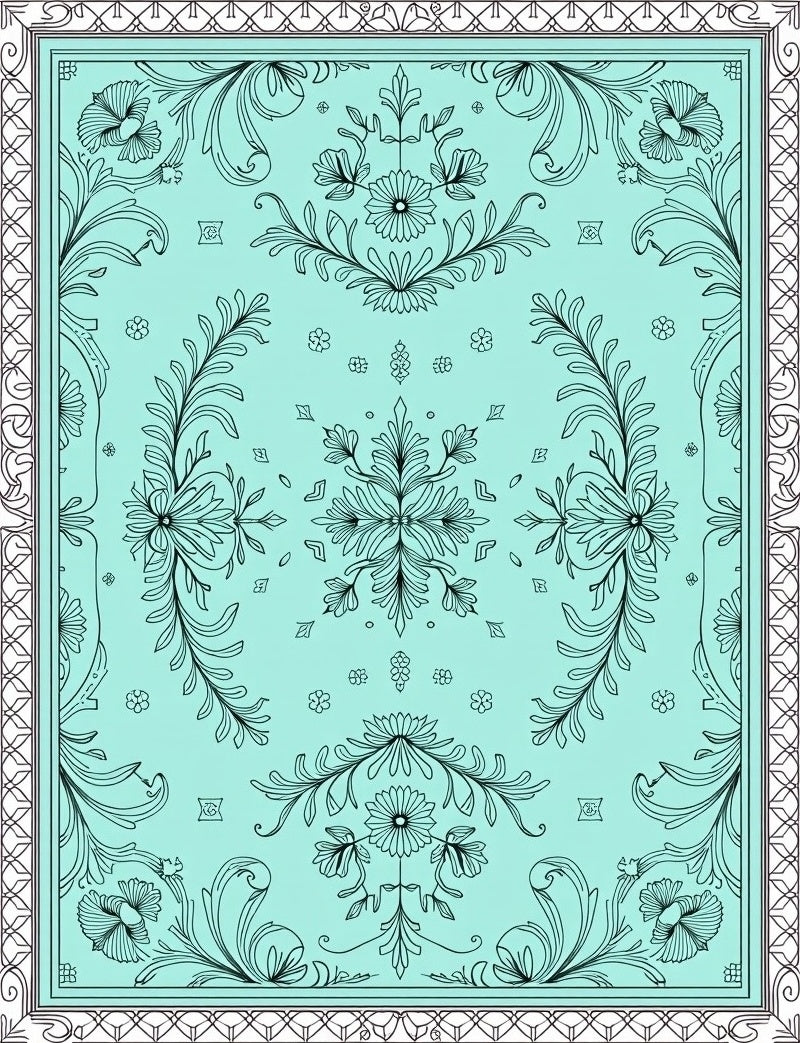 Ornate Floral Scrollwork Pattern Rug