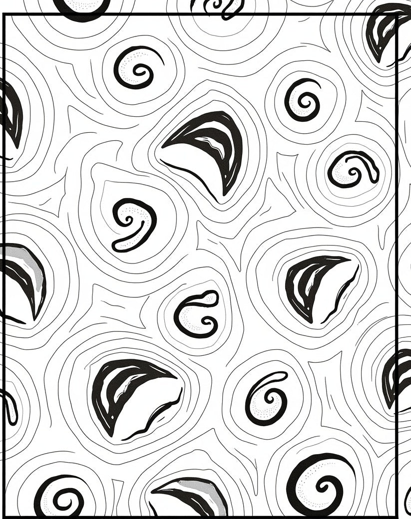 Organic Swirl Pattern Black and White Rug