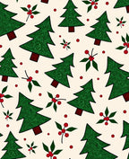 Festive Green Tree Holly Berry Pattern Rug