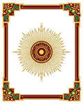 Regal Sunburst Geometric Frame Rug