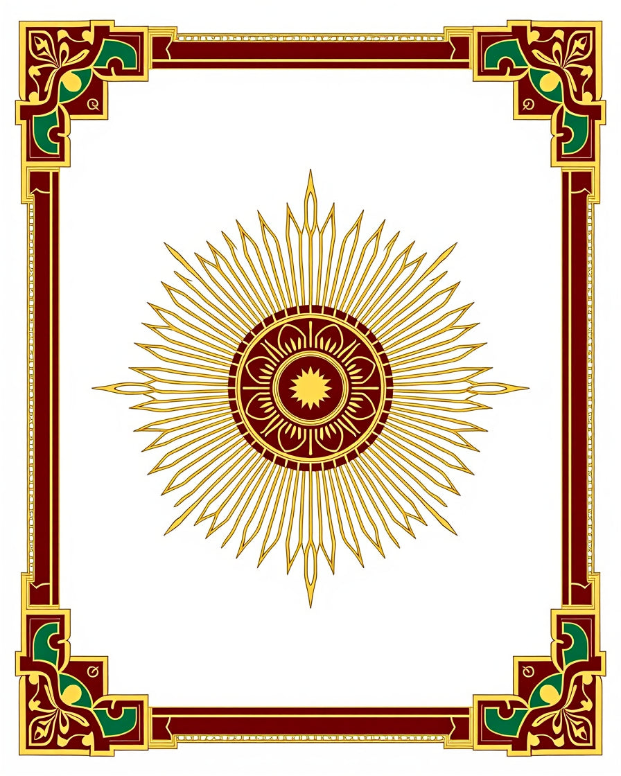 Regal Sunburst Geometric Frame Rug