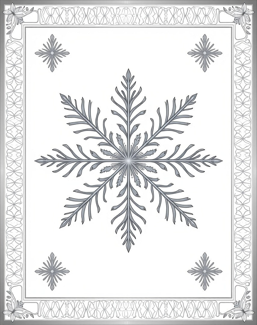 Elegant Snowflake Patterned Border Rug